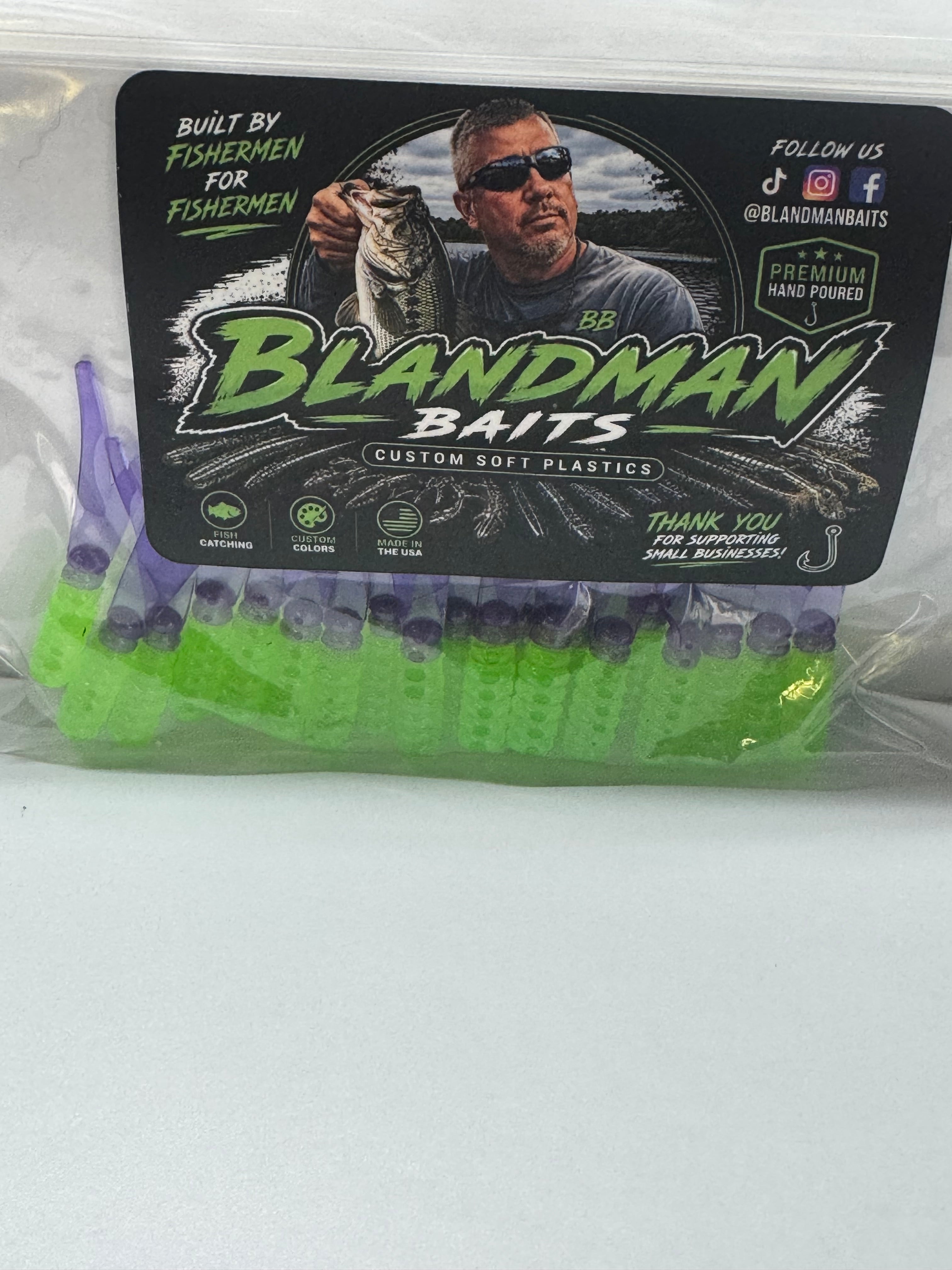 2” Crappie Slappers Green -Purple tails