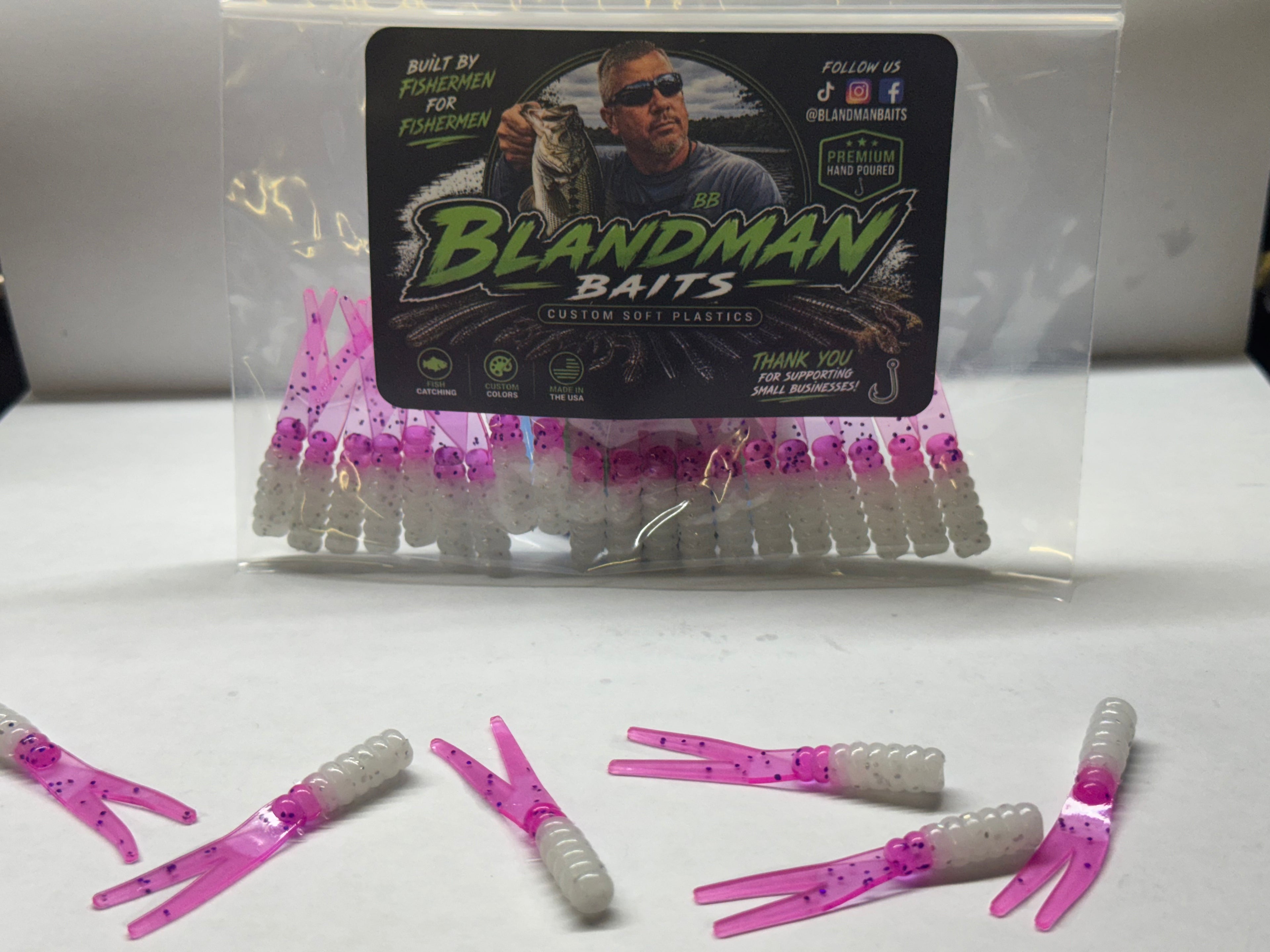 2” Crappie Slappers white & pink