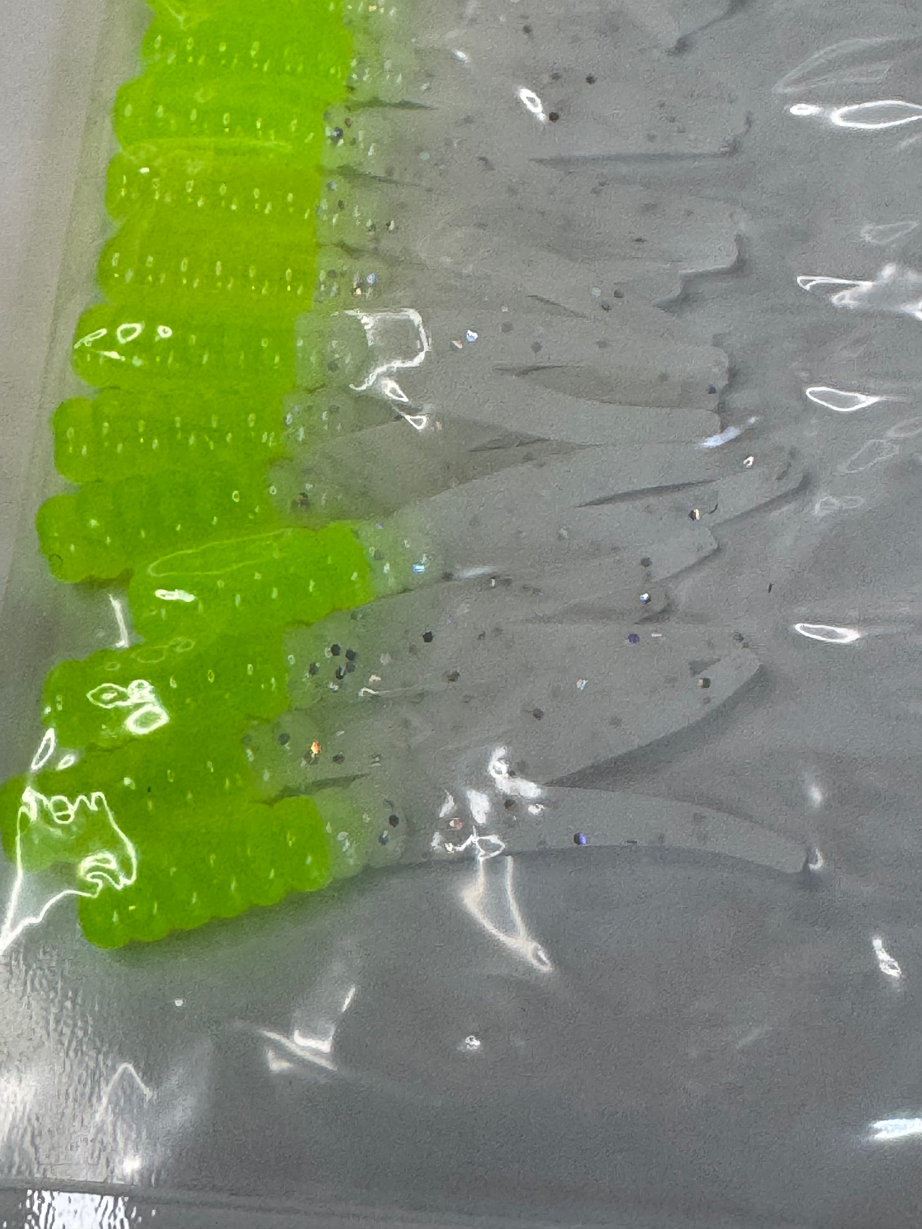 Chartreuse and White with silver flake tail 2” Crappie Slappers