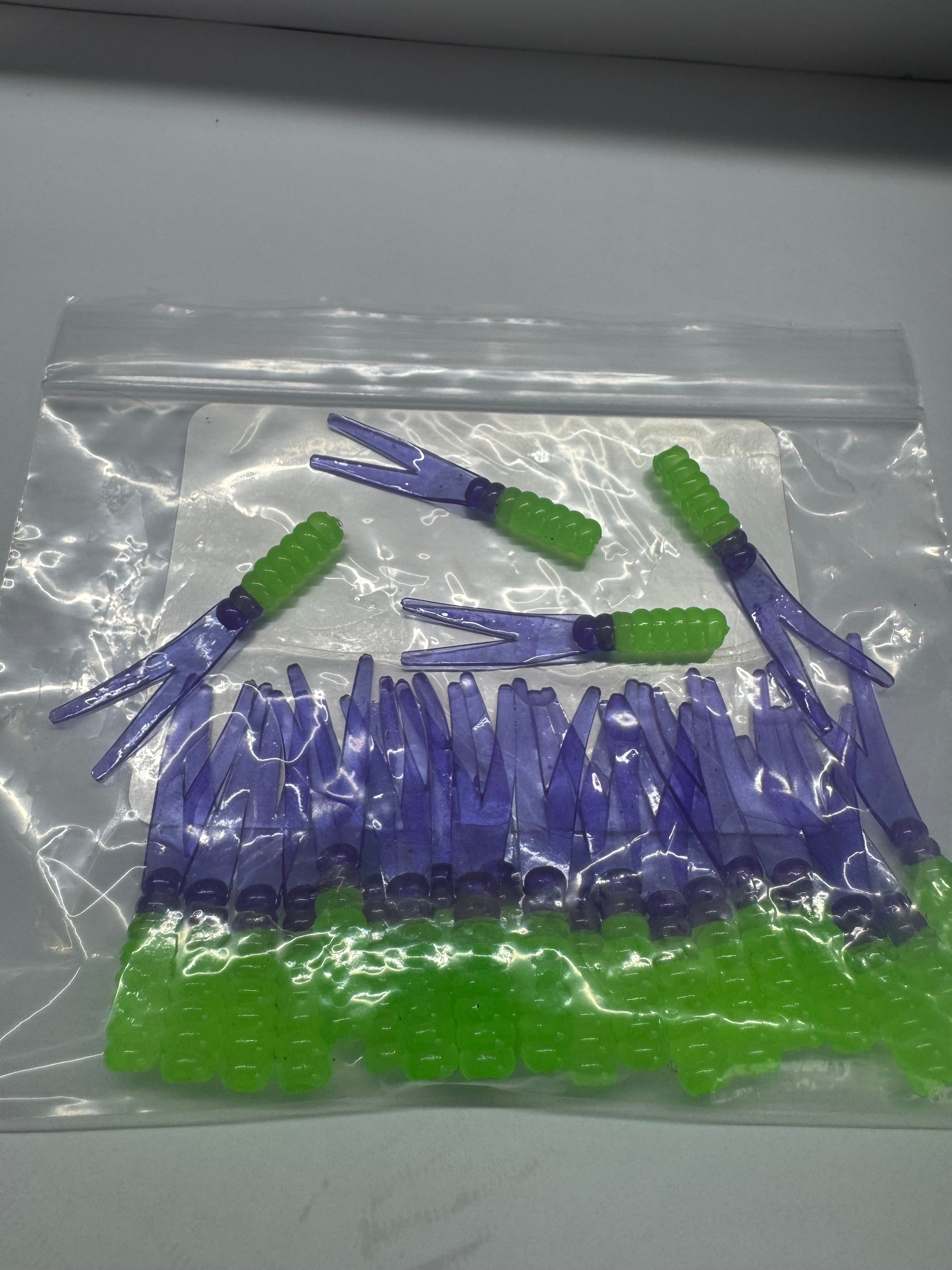 2” Crappie Slappers Green -Purple tails