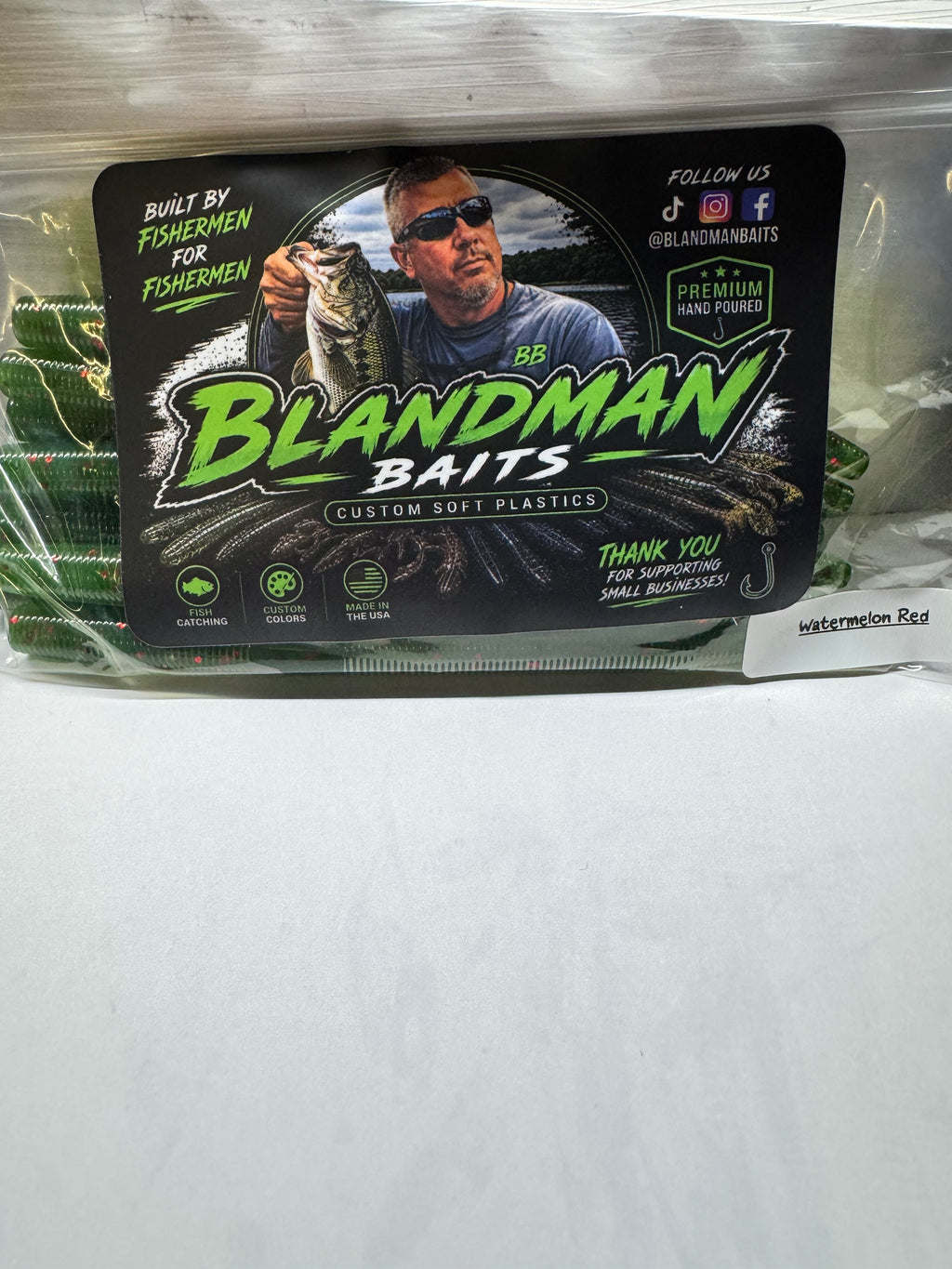 5” Watermelon Red stick baits non salted