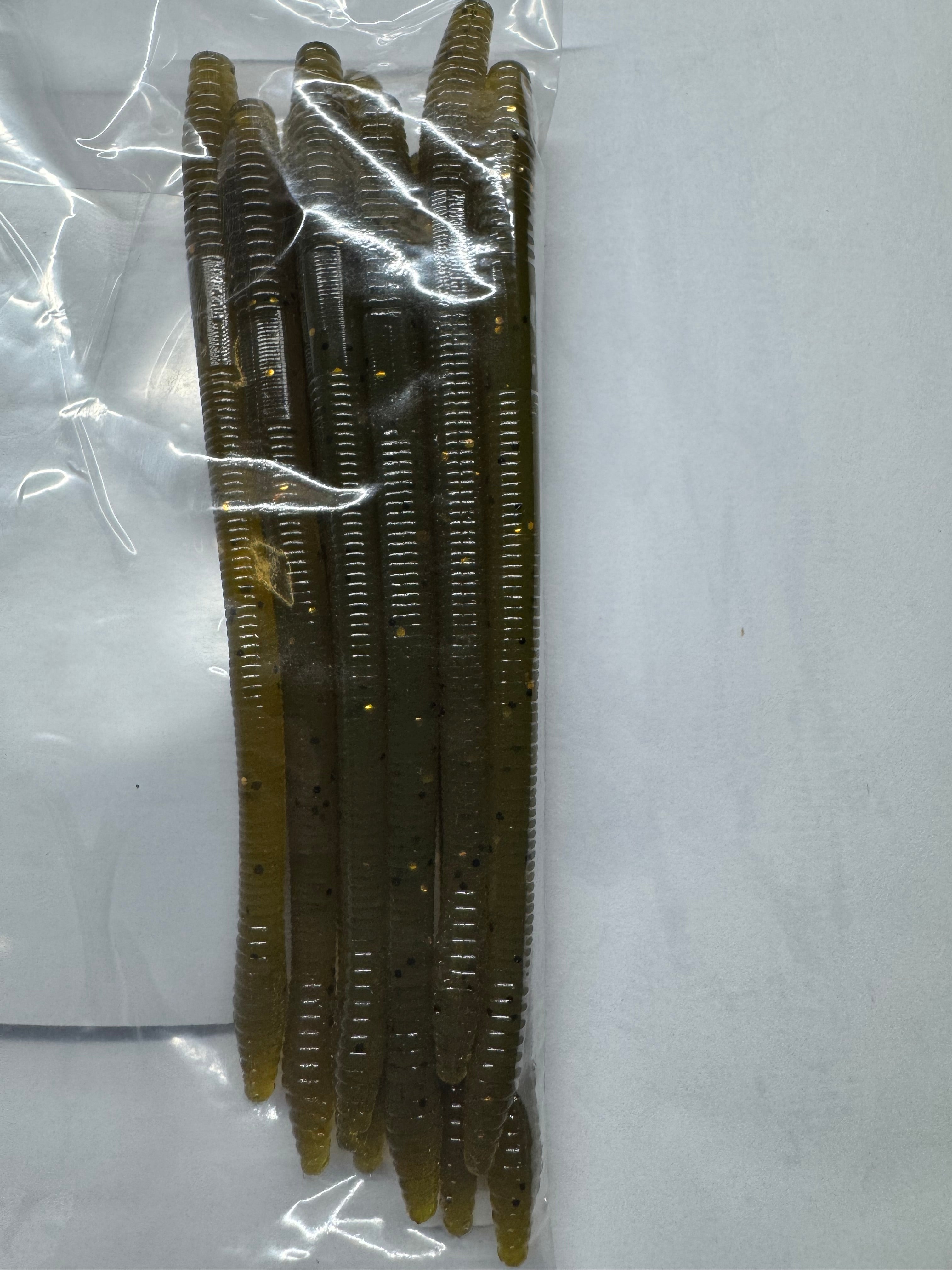 10pk Green Pumpkin finesse worms