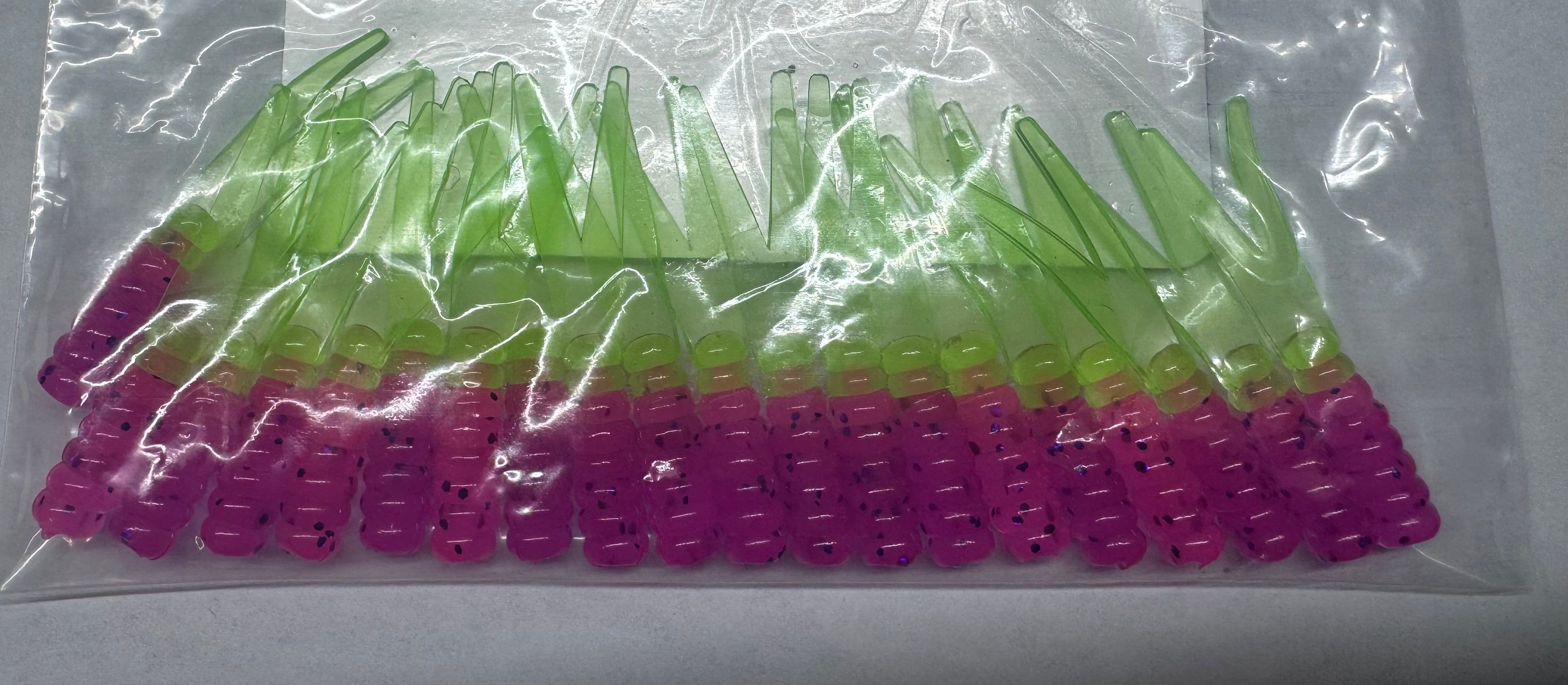 2” Crappie Slappers pink & green tail