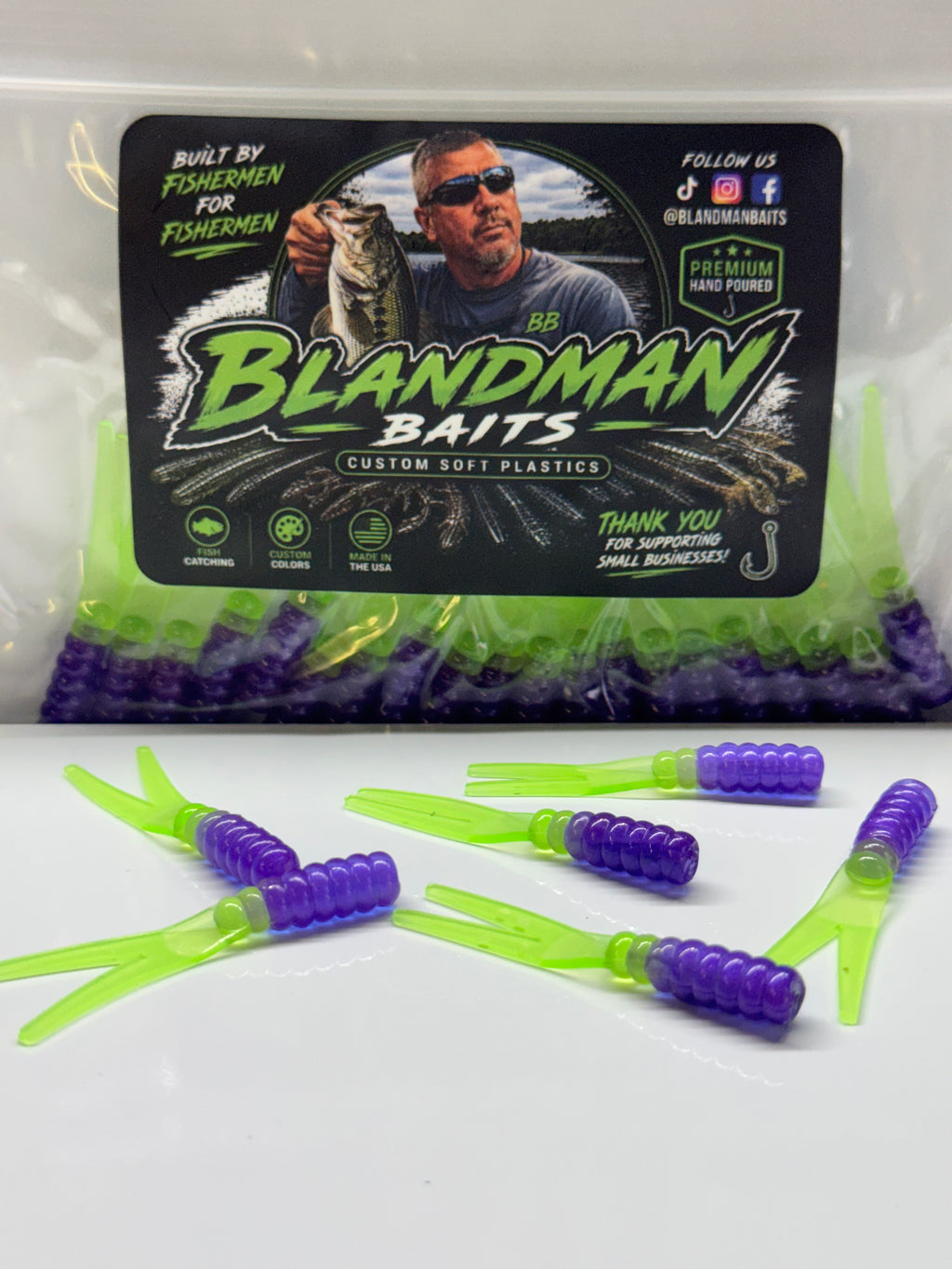 2” Crappie Slappers Purple and lime