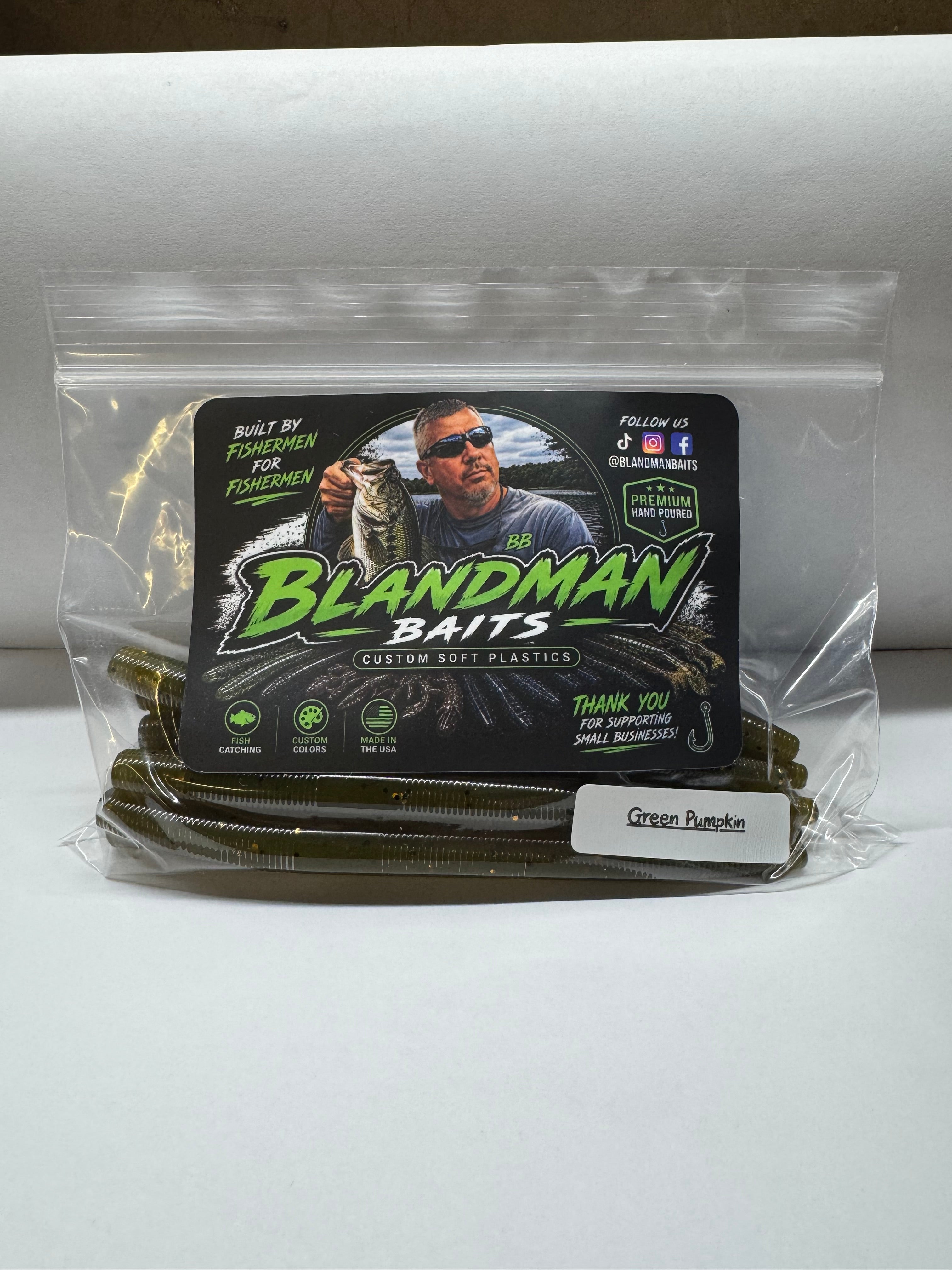 Green Pumpkin 5” stick baits non salted